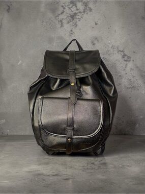 Bella Russo Black Faux Leather Backpack NWT